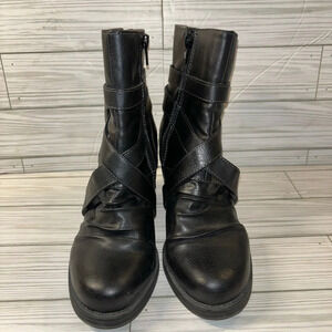 Natural Soul Chunky Heel Ankle Boots with Buckles